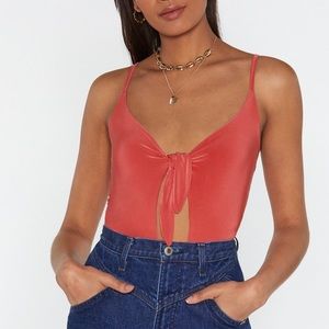 Nasty Gal Slinky Tie Front Bodysuit
